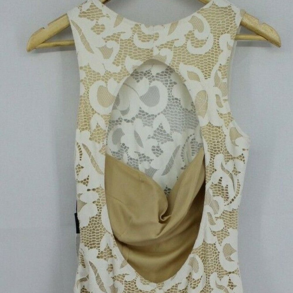 Issue New York Sheer Embroidered Lace Maxi Dress Gown Small Ivory $318 wedding - Picture 9 of 11